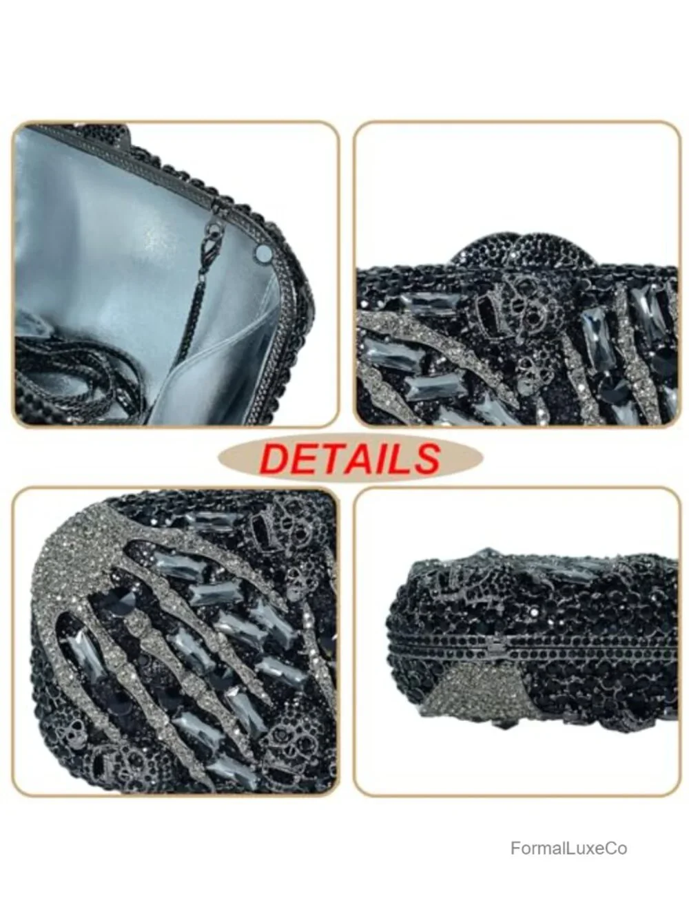 Skull Crystal Clutch Purse Halloween Rhinestone Evening Bag Clutch Handbag